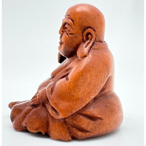 Ojime Bead Netsuke Kuan Yin Guanyin Quan Yin Hand-Carved Boxwood Signed Face - Picture 8 of 8